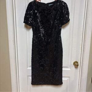 ANTONIO MELANI Black Sequin Midi Dress beautiful formal